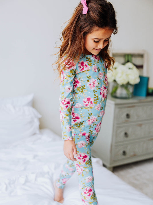 Cloud Fitted Pajamas - Swirly Floral Pinks