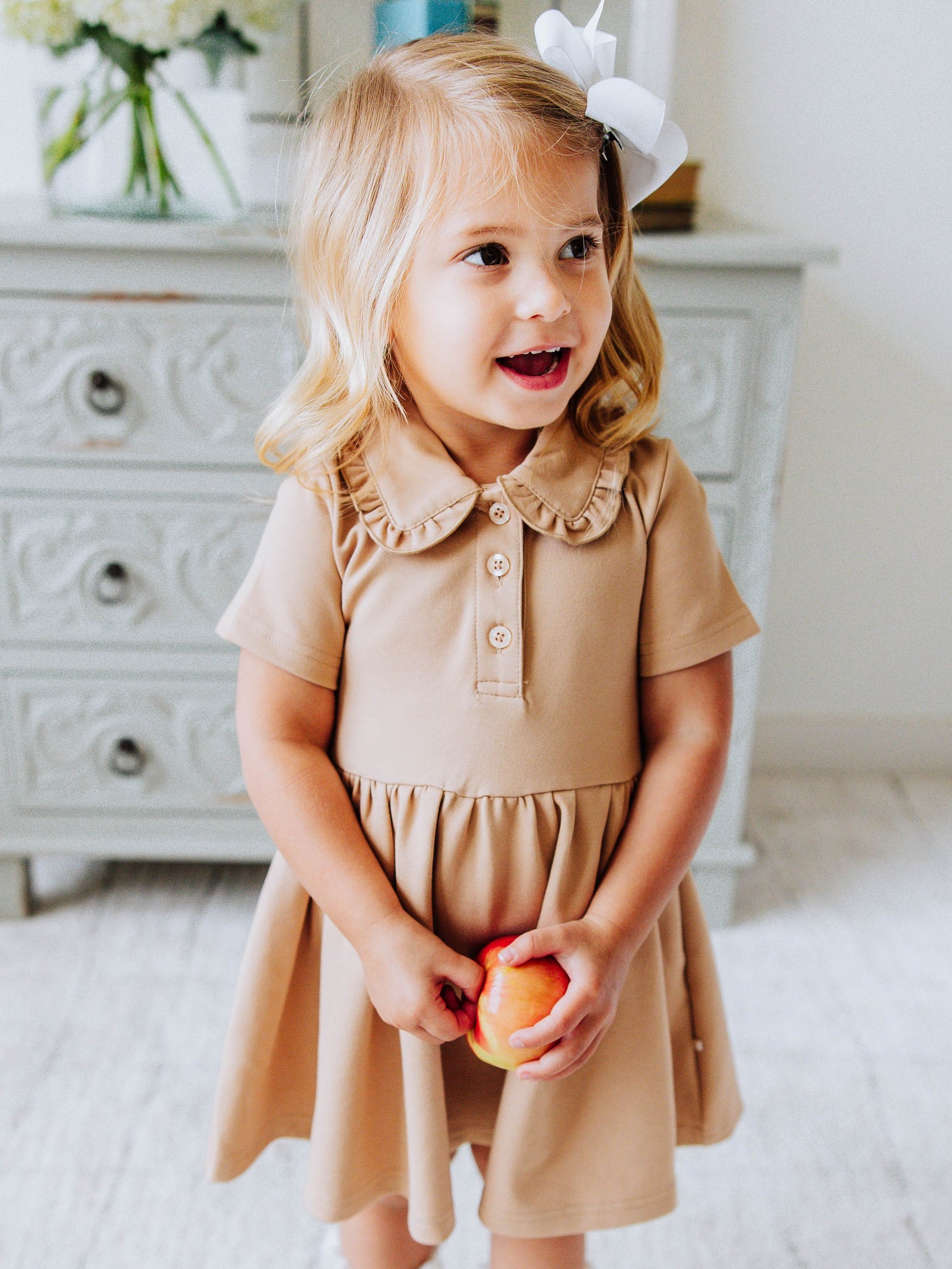 Ruffled Polo Dress - Khaki