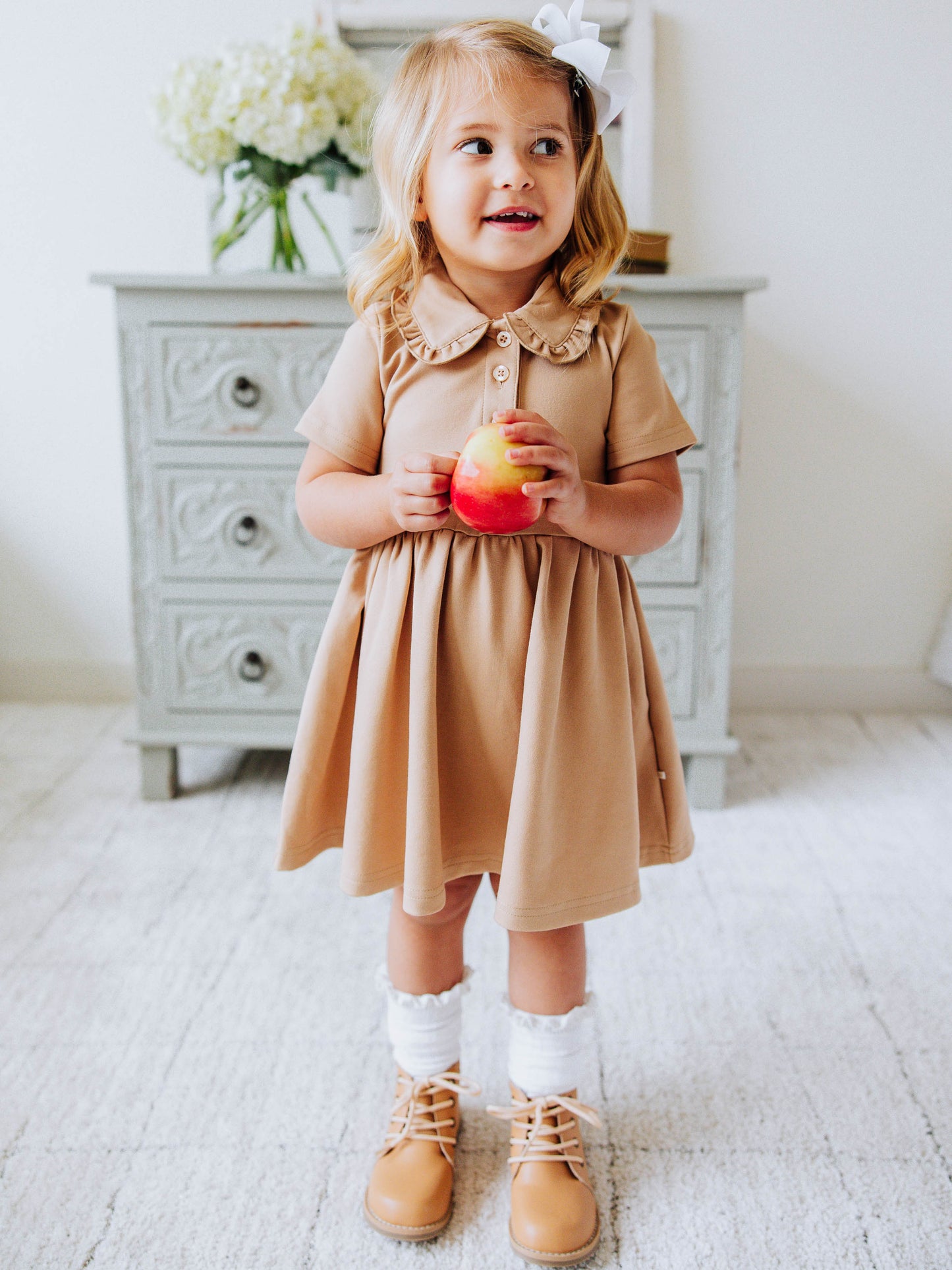 Ruffled Polo Dress - Khaki