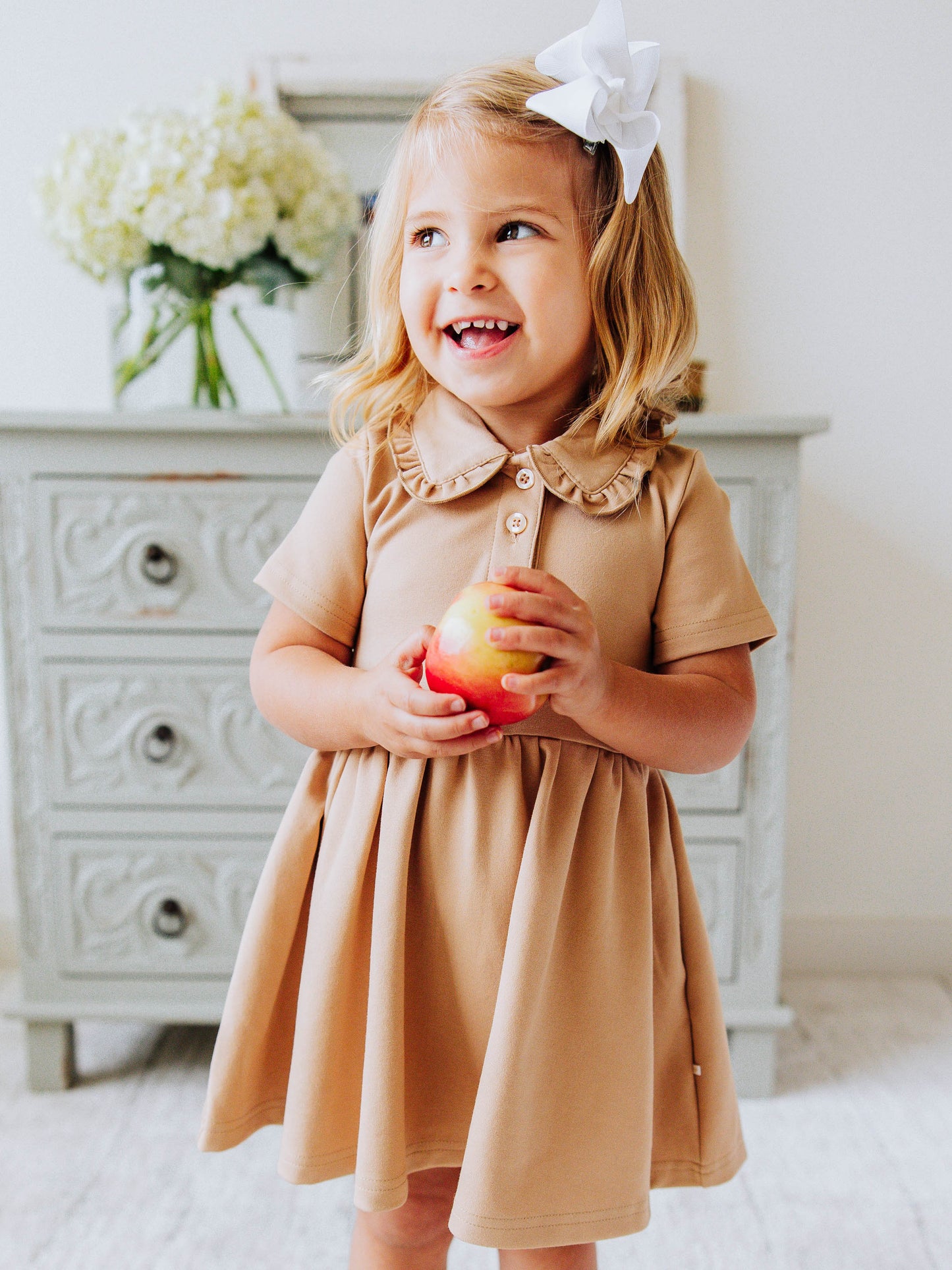 Ruffled Polo Dress - Khaki