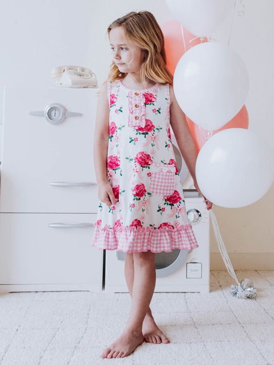 Everyday Play Dress - Pink Rose Bouquet