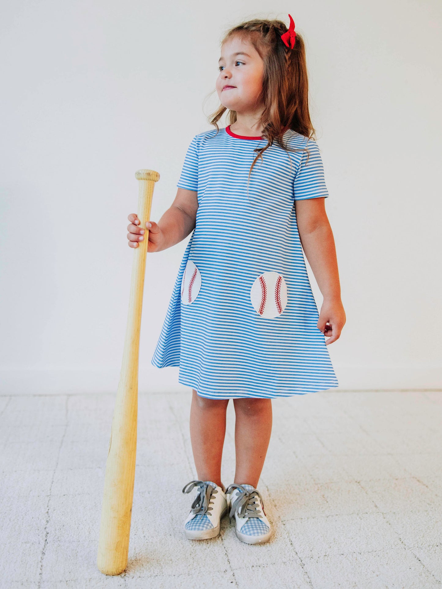 Swing Dress - Baseball Blue Stripes