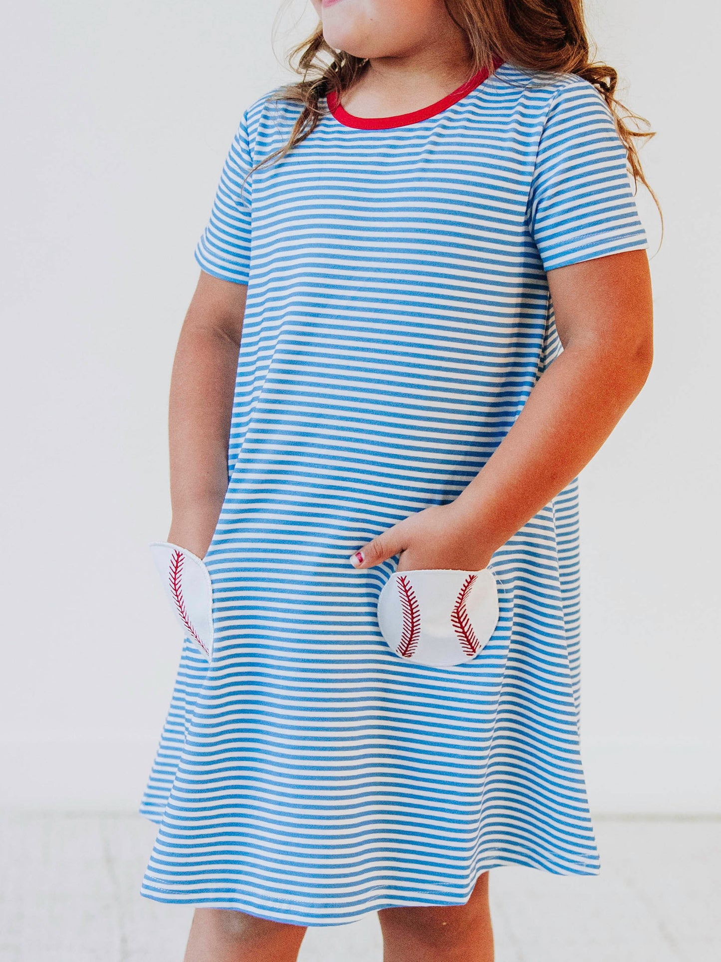 Swing Dress - Baseball Blue Stripes