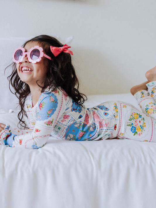Cloud Fitted Ruffled Pajamas - Spring Patchwork