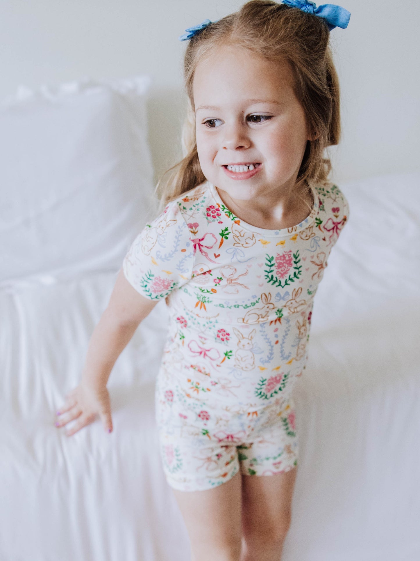Cloud Fitted Short Set Pajamas - Down the Bunny Trail