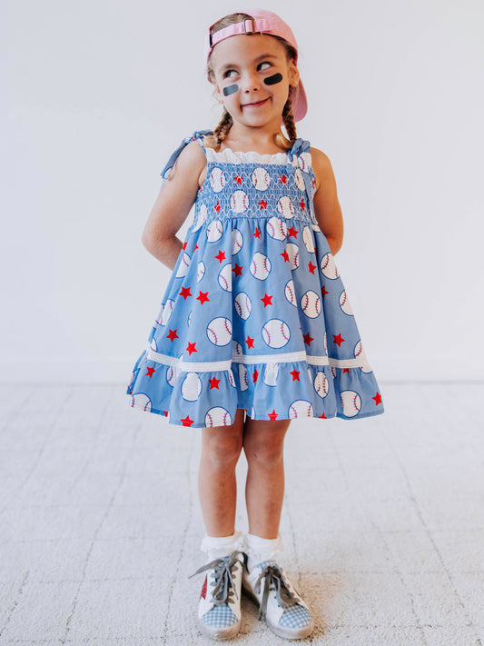 Audrey Smocked Dress - Allstar Baseball