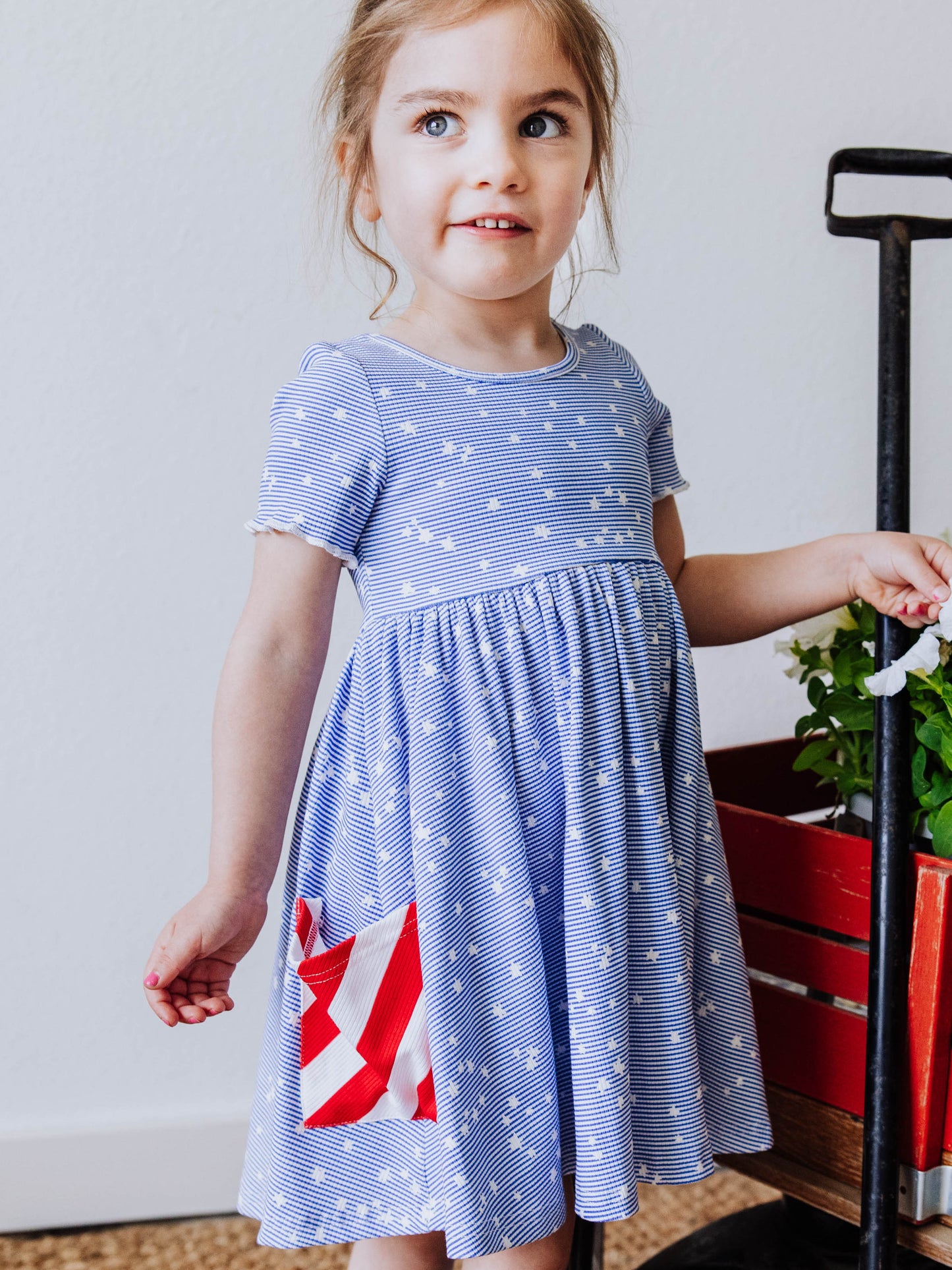 Ribbed Knit Dress - Starry Stripes