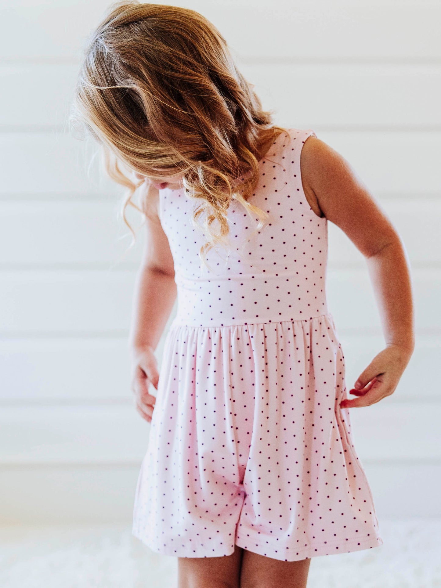 Short Leggy Romper - Purple Dotty