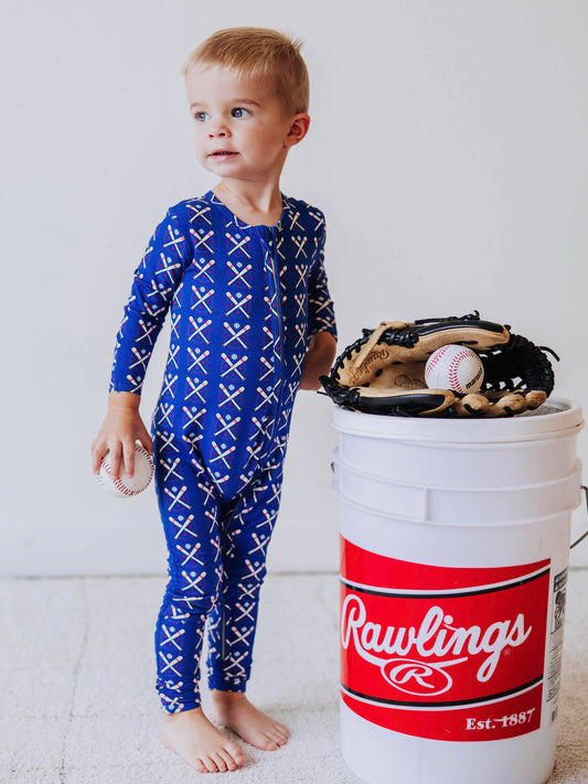 Cloud Layette - Baseball Bats Navy