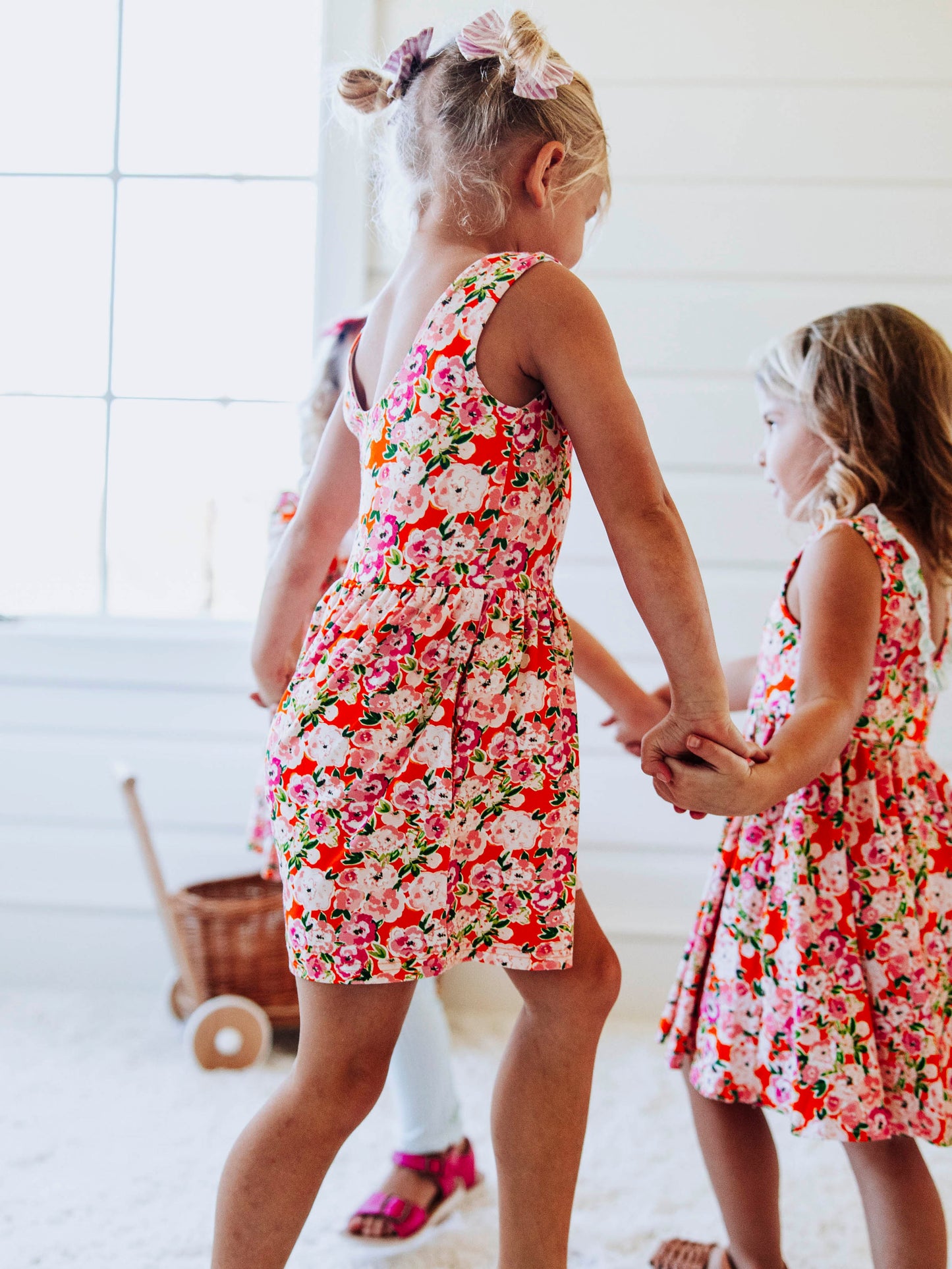 Short Leggy Romper - Glowing Pink Flowers