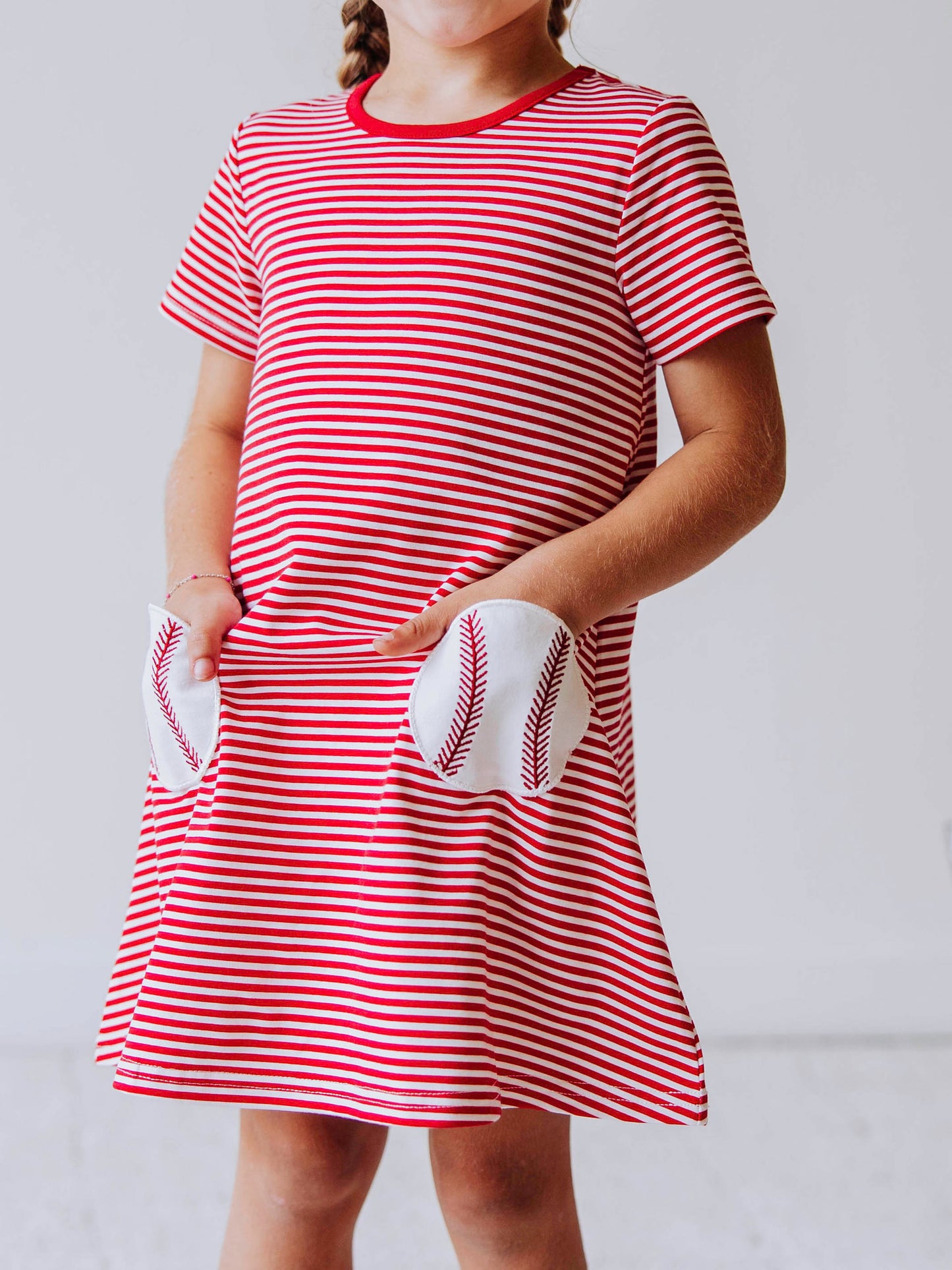 Swing Dress - Baseball Red Stripes