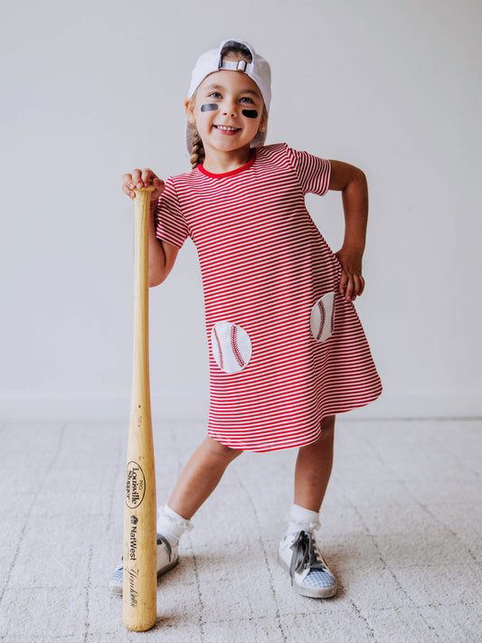 Swing Dress - Baseball Red Stripes