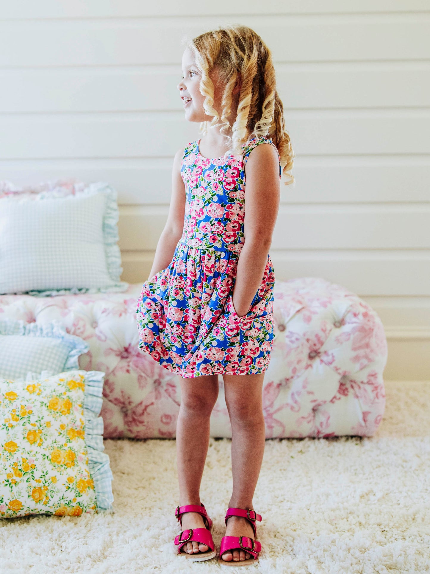 Short Leggy Romper - Joyful Poppies