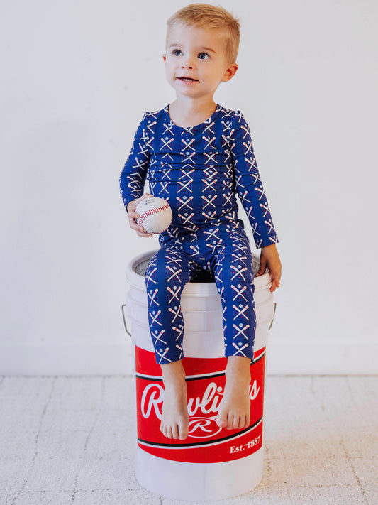 Cloud Fitted Pajamas - Baseball Bats Navy