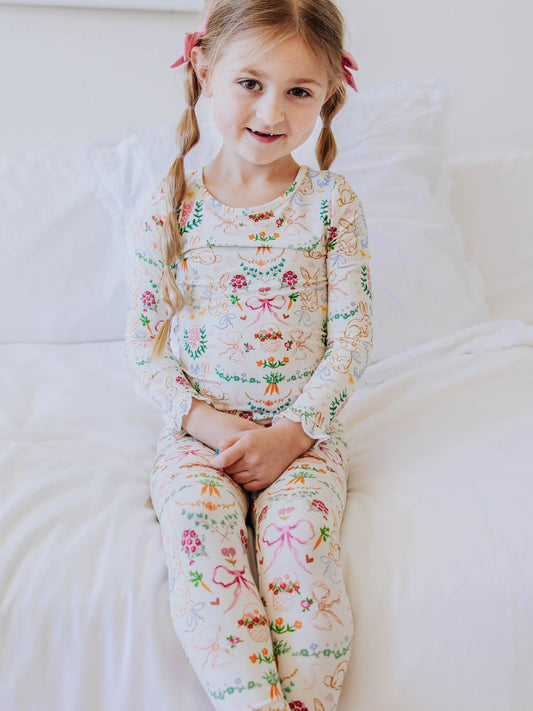 Cloud Fitted Ruffled Pajamas - Down the Bunny Trail