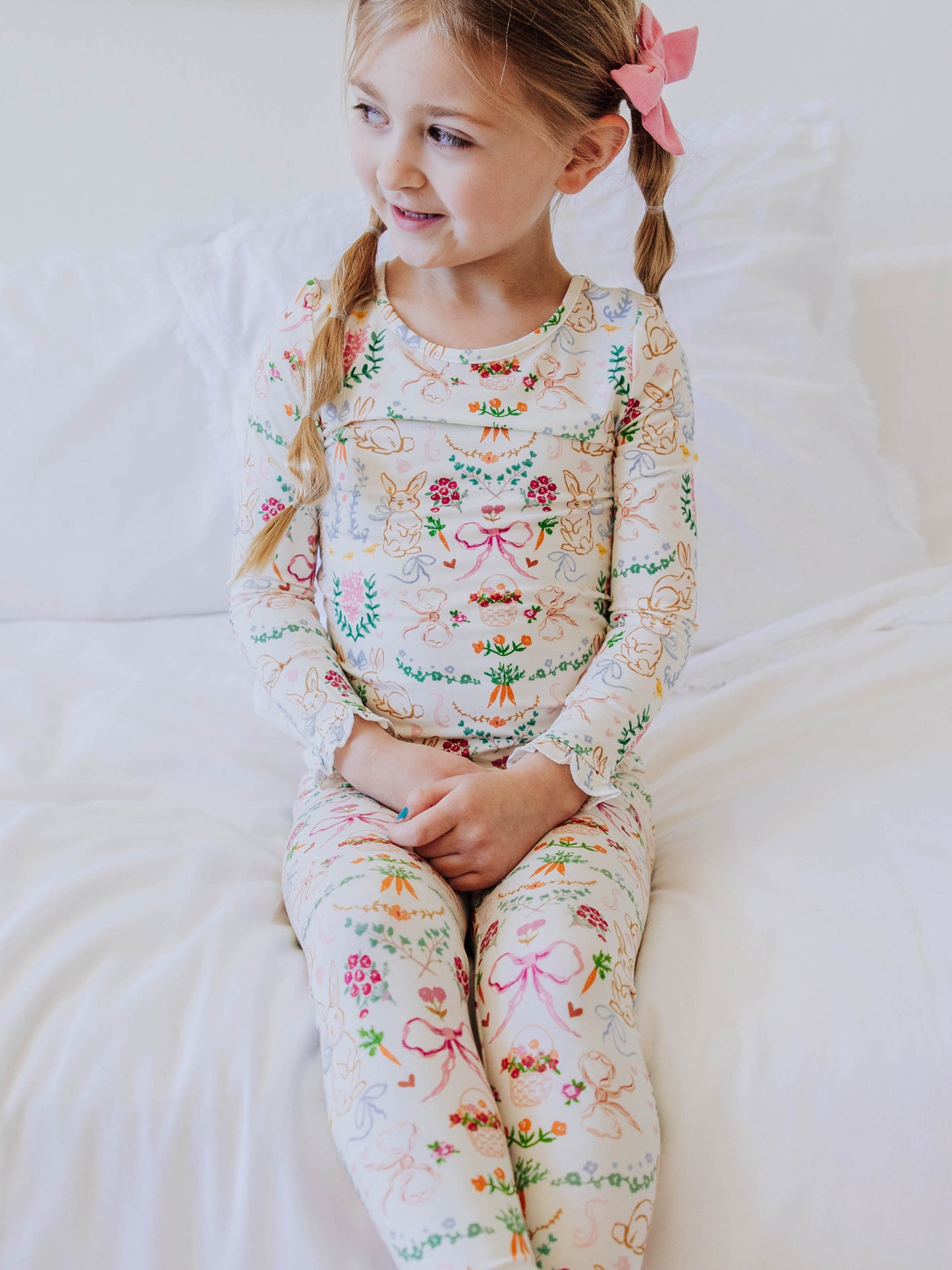 Cloud Fitted Ruffled Pajamas - Down the Bunny Trail