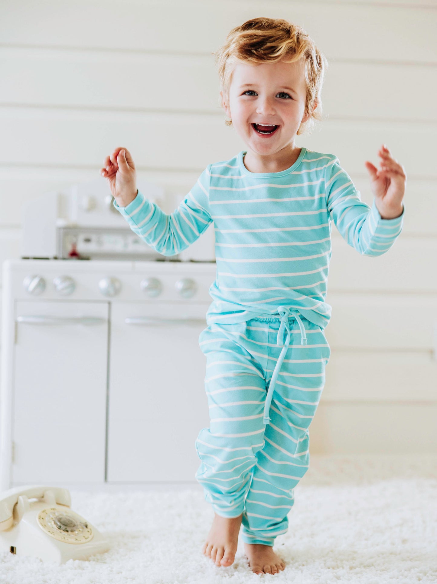 Jogger Play Set - Aqua Blue Stripe