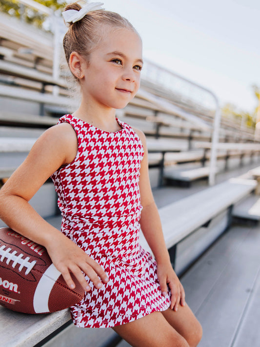Active Skort Set - Crimson Houndstooth