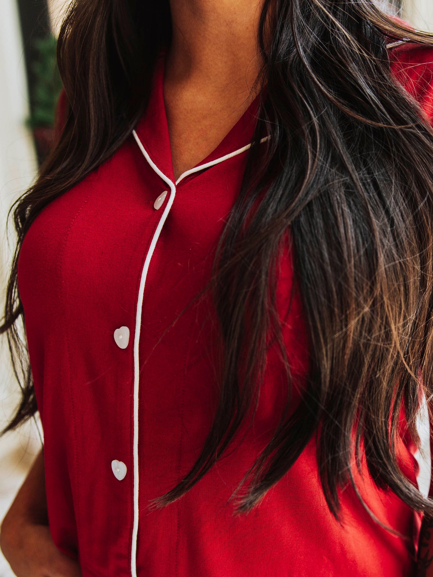 Women's Relaxed Pajama Set - Cranberry