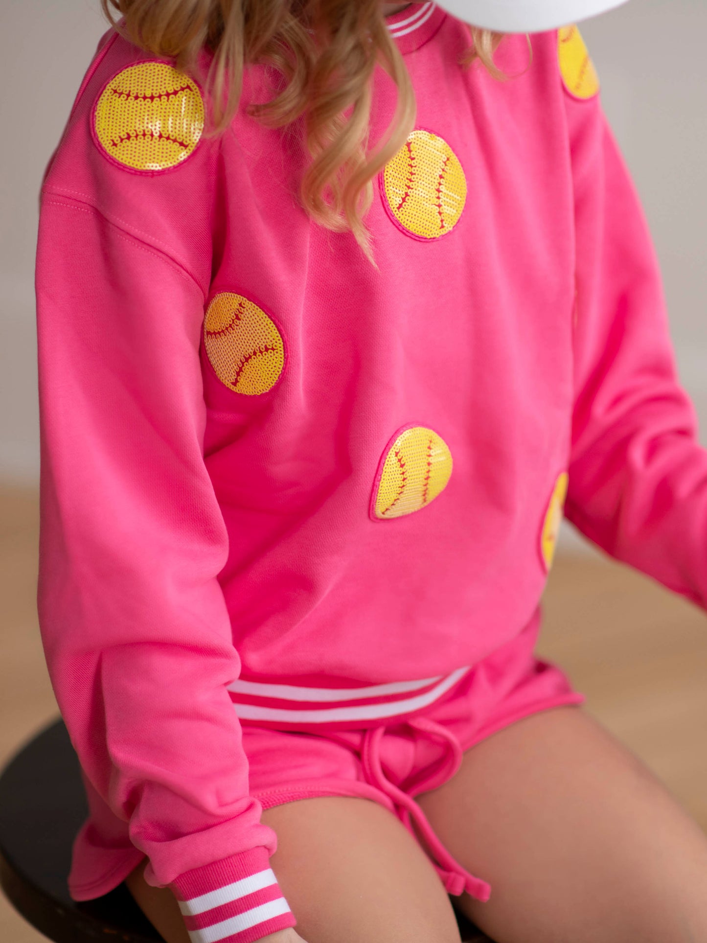 Sweat Short Set - Softballs in Pink