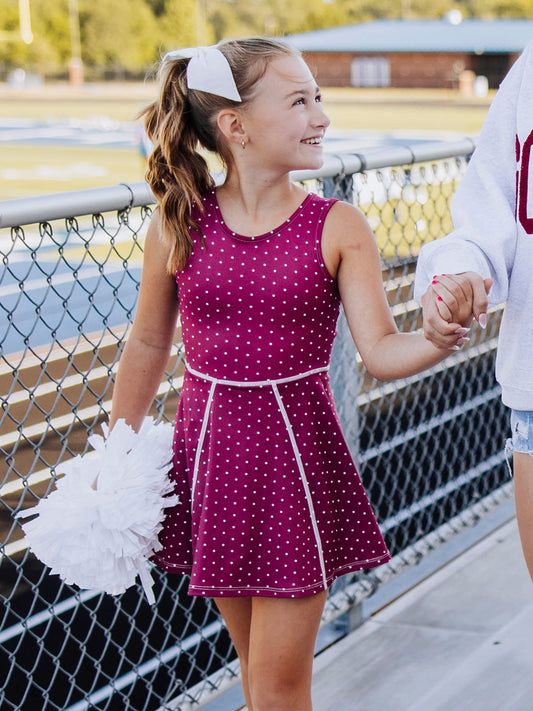 Tennis Dress - Maroon Dot