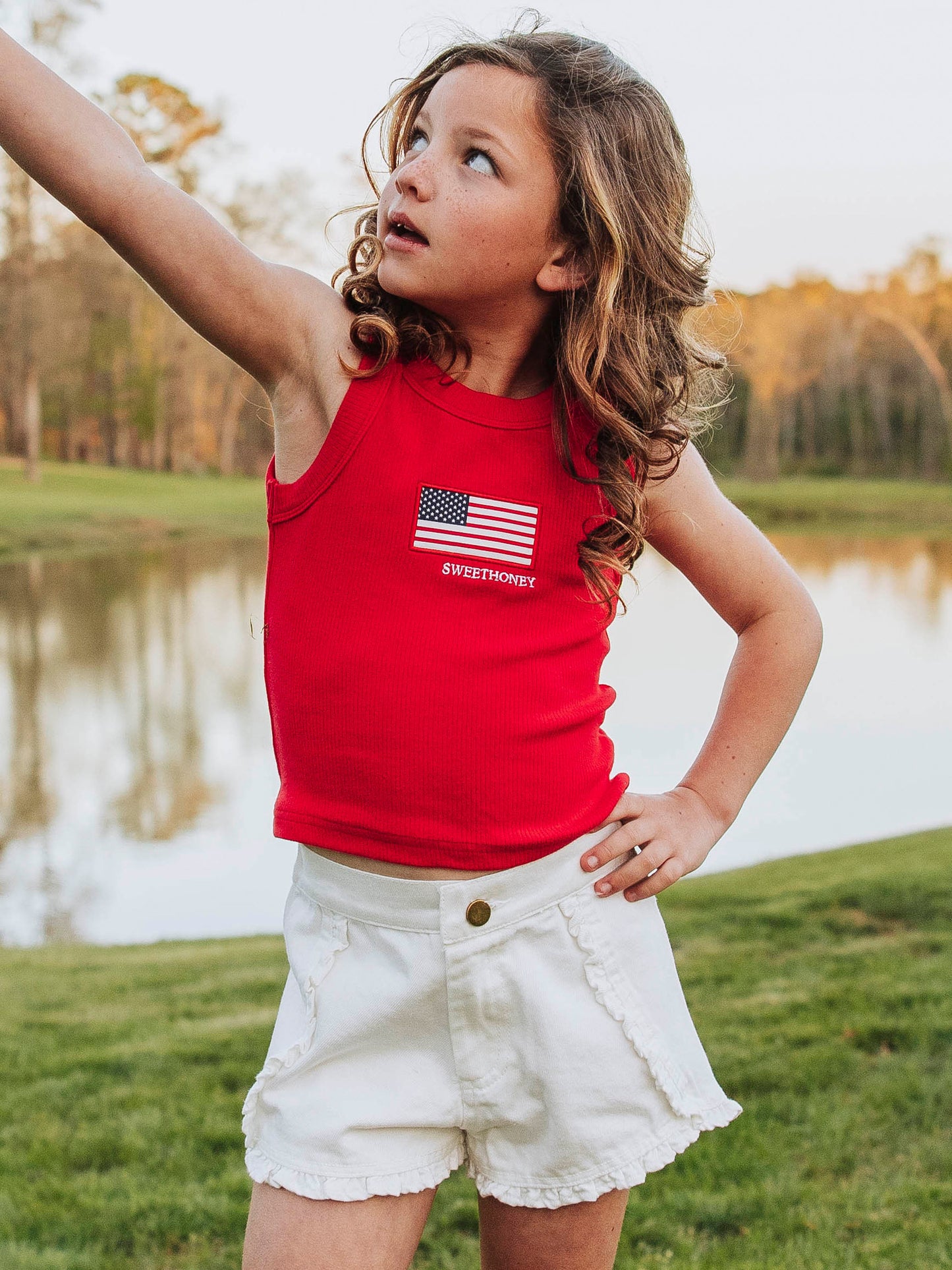 Ribbed Knit Tank Top - American Flag