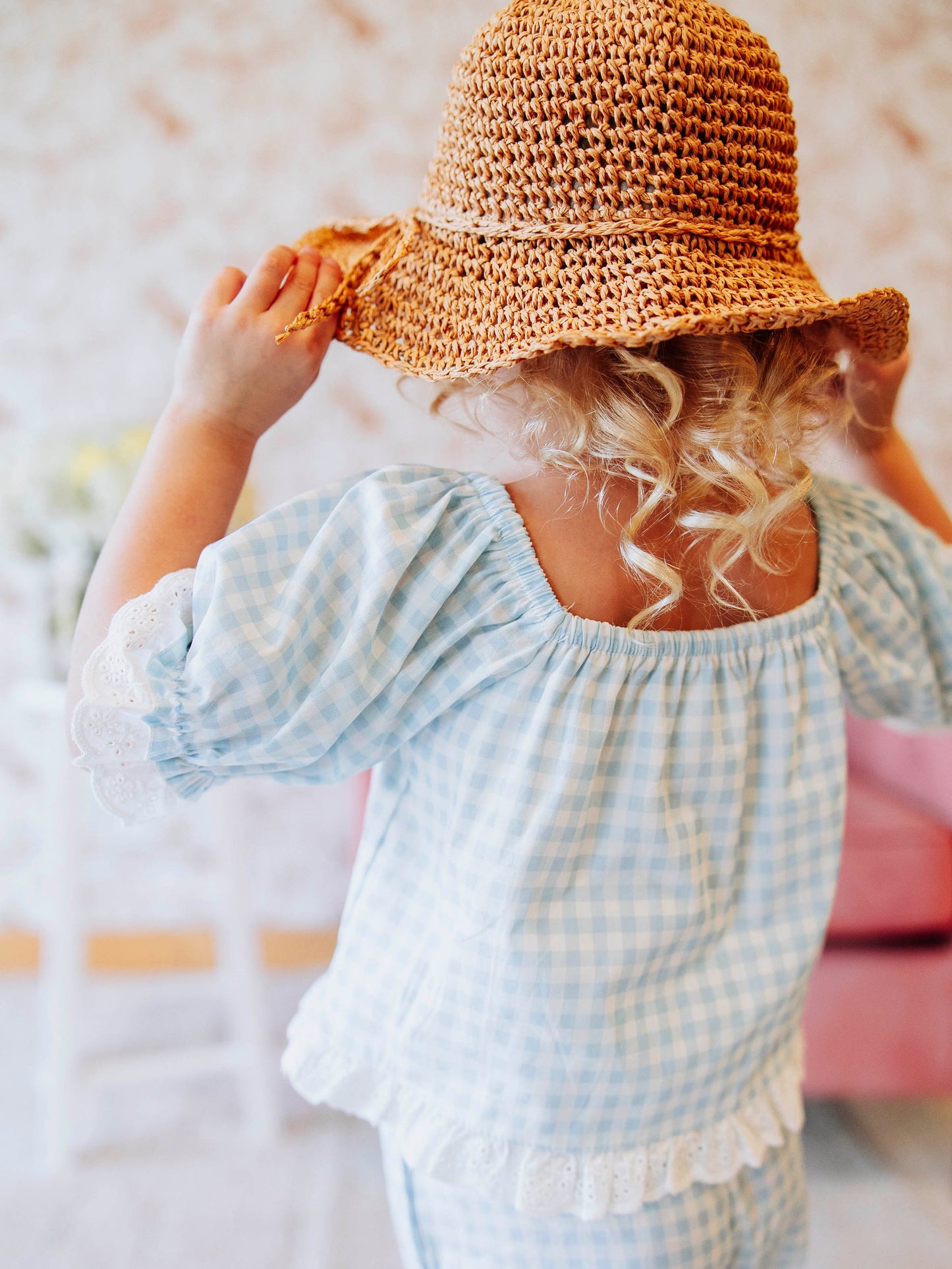 Puff Sleeve Set - Blue Gingham