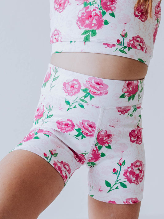 Gym Shorts - Raspberry Roses