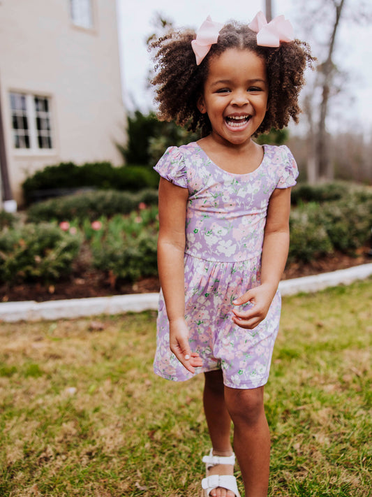 Short Leggy Romper - Pastel Blooms