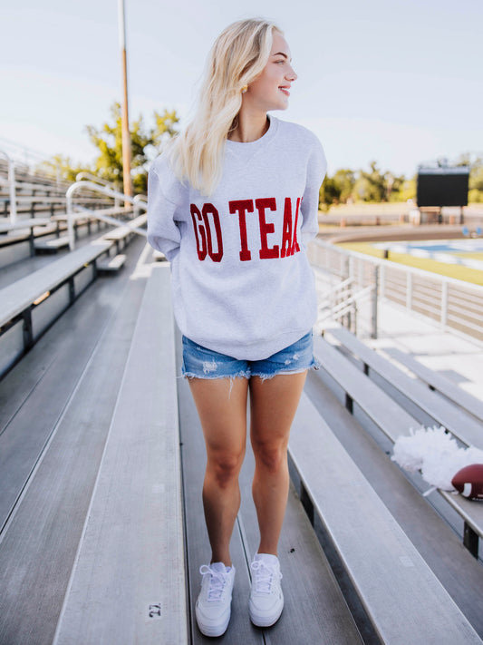 Adult Warm Knit Sweatshirt - Go Team Crimson