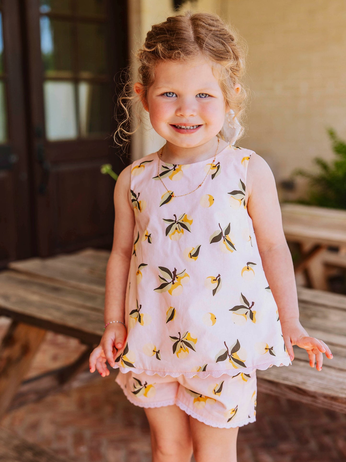 Vintage Bow Playsuit - Georgia Peach