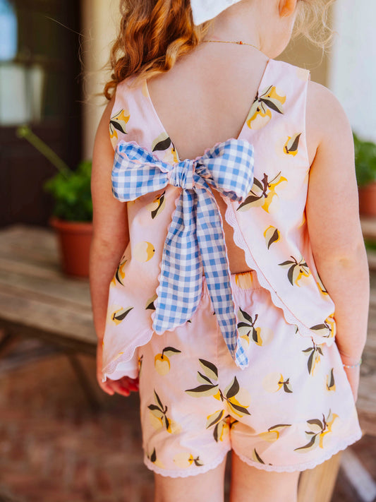 Vintage Bow Playsuit - Georgia Peach