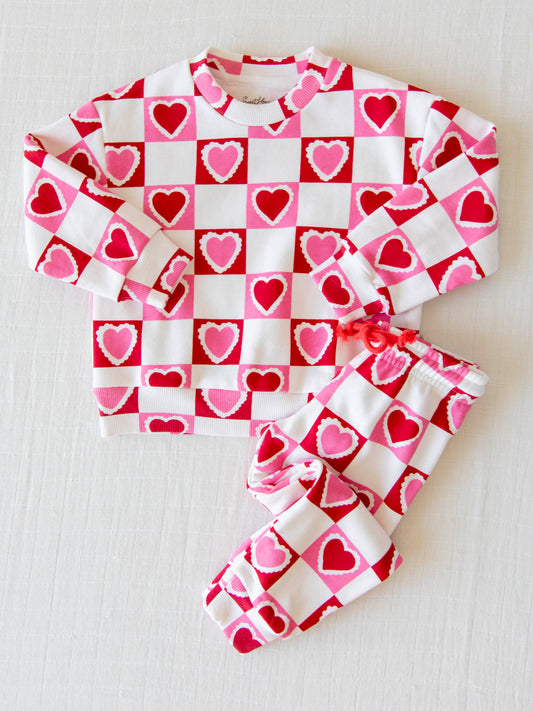 Sweatshirt Set - Block Hearts