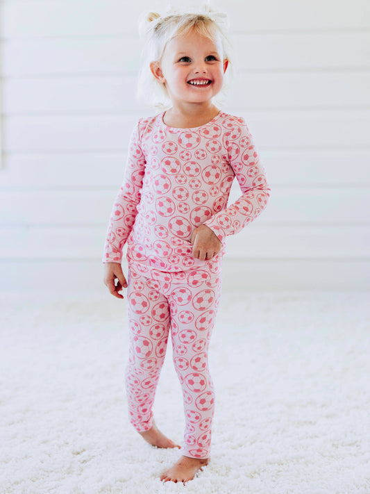 Cloud Fitted Pajamas - Soccer in Pink