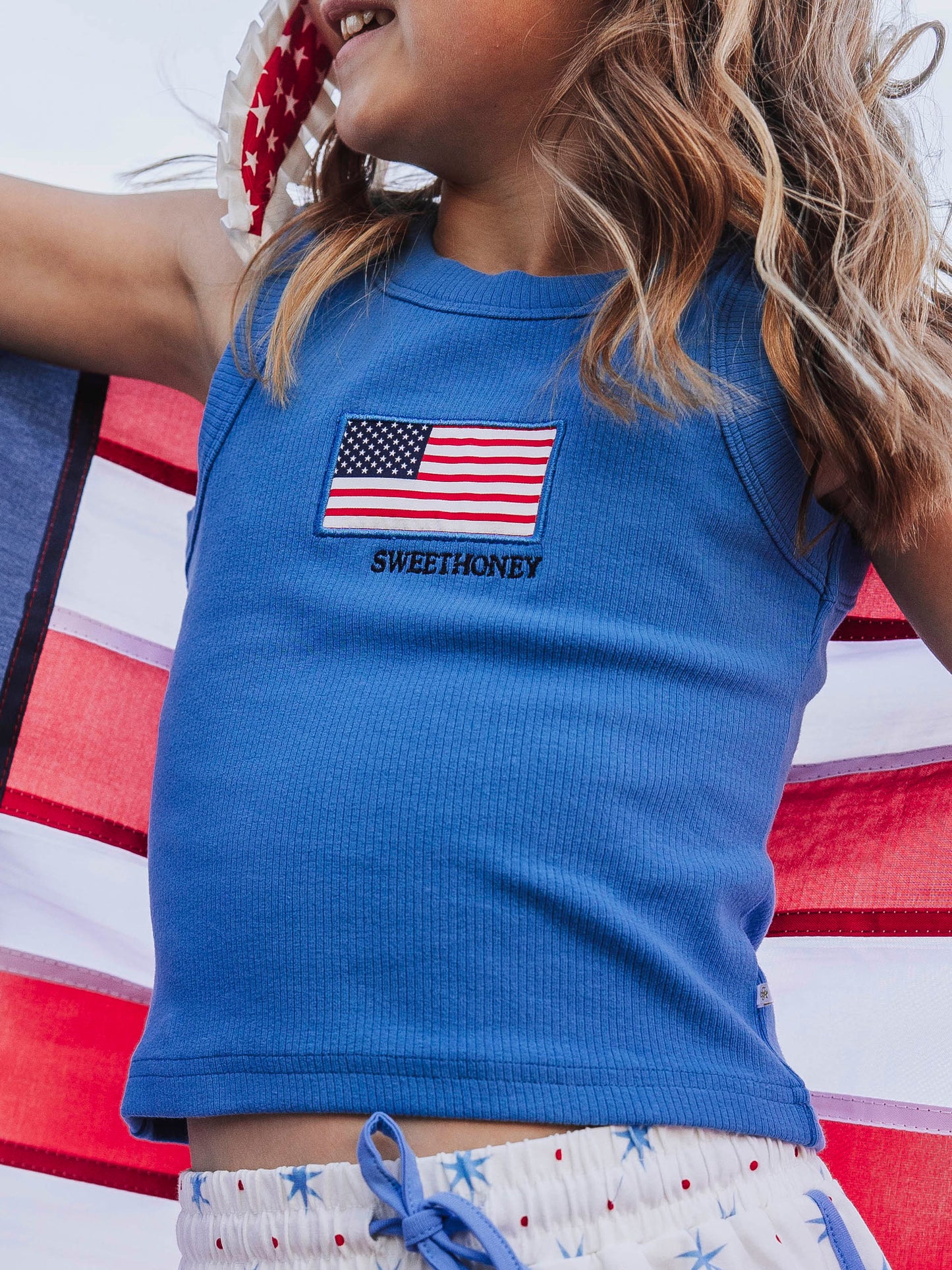 Ribbed Knit Tank Top - America the Bluetiful