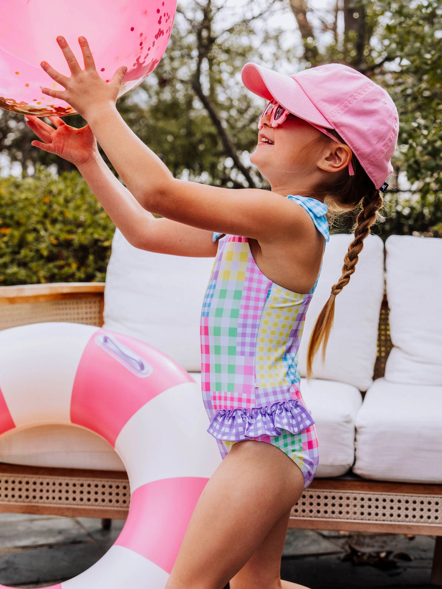 Melanie One Piece - Rainbow Gingham