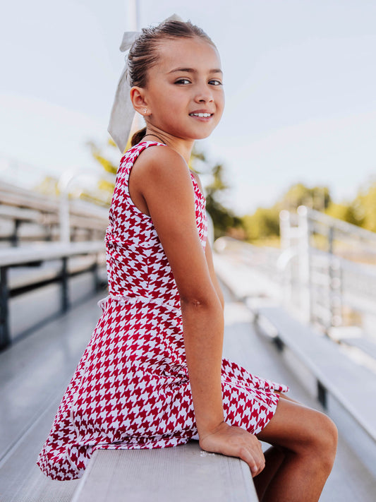 Tennis Dress - Crimson Houndstooth