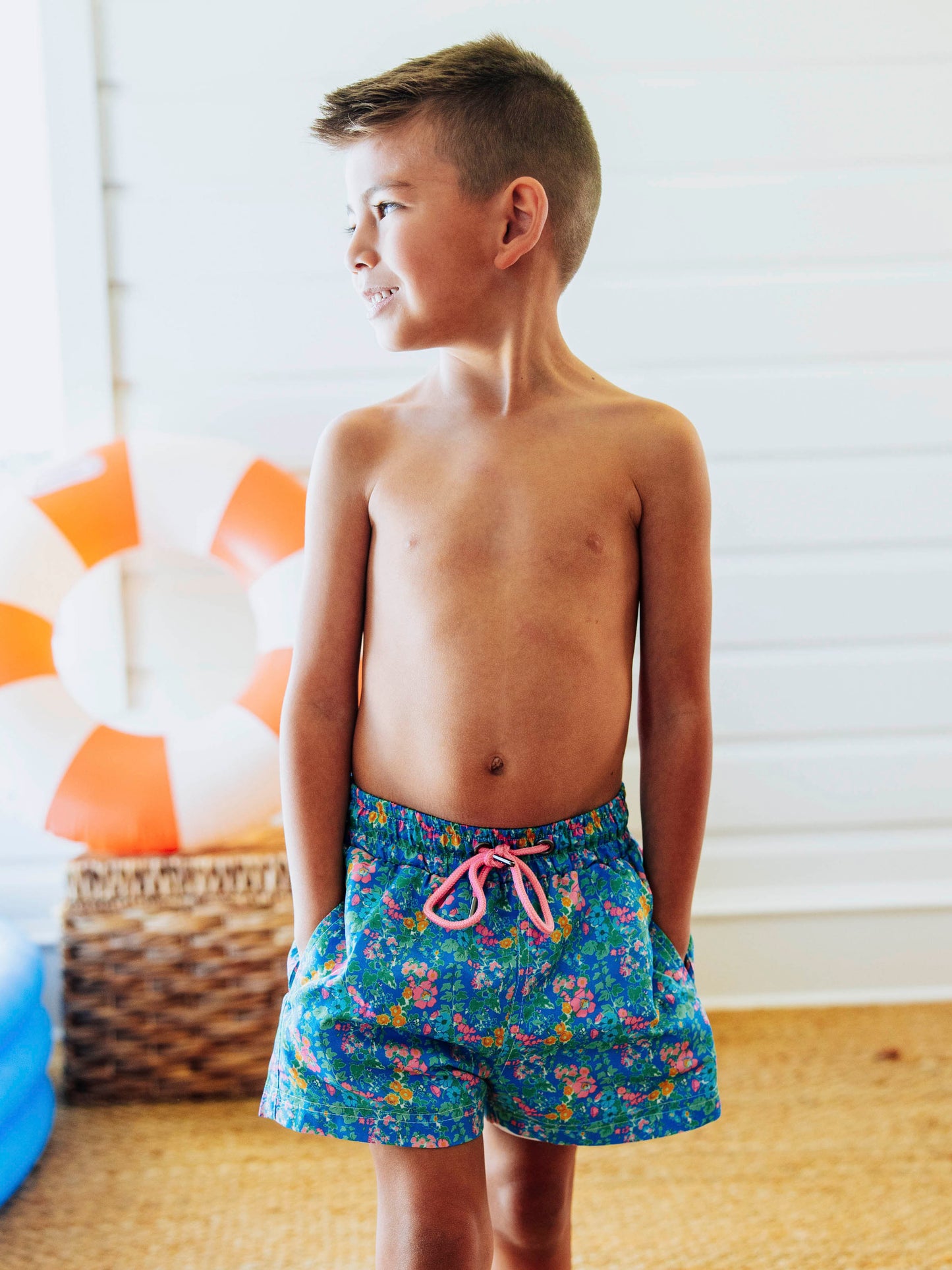 Boy's Swim Trunks - Tropical Petals