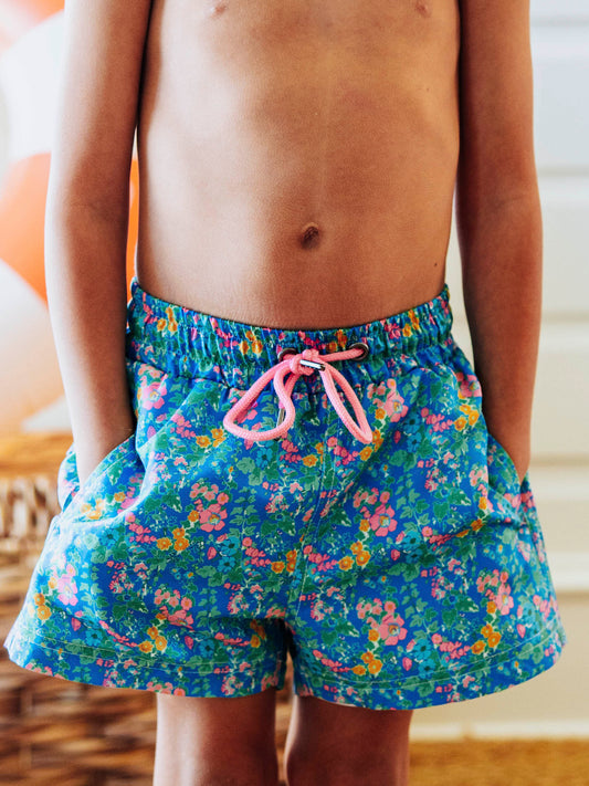 Boy's Swim Trunks - Tropical Petals