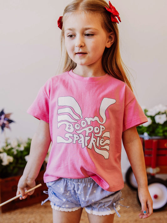 Graphic Tee - Boom Pop Sparkle in White
