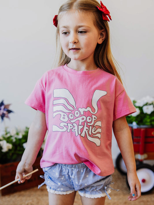 Graphic Tee - Boom Pop Sparkle in White