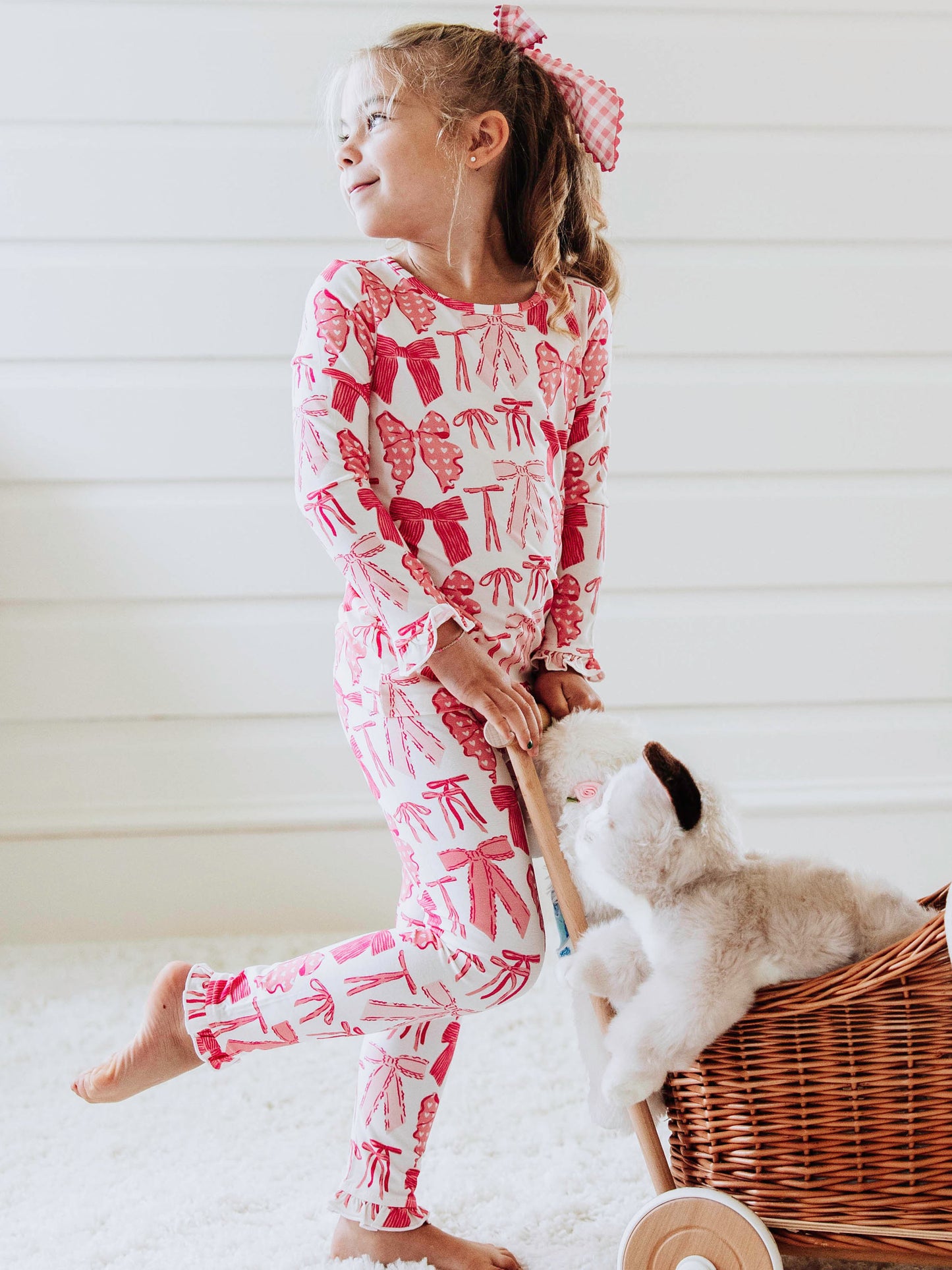 Cloud Fitted Ruffled Pajamas - Pretty Pink Bows