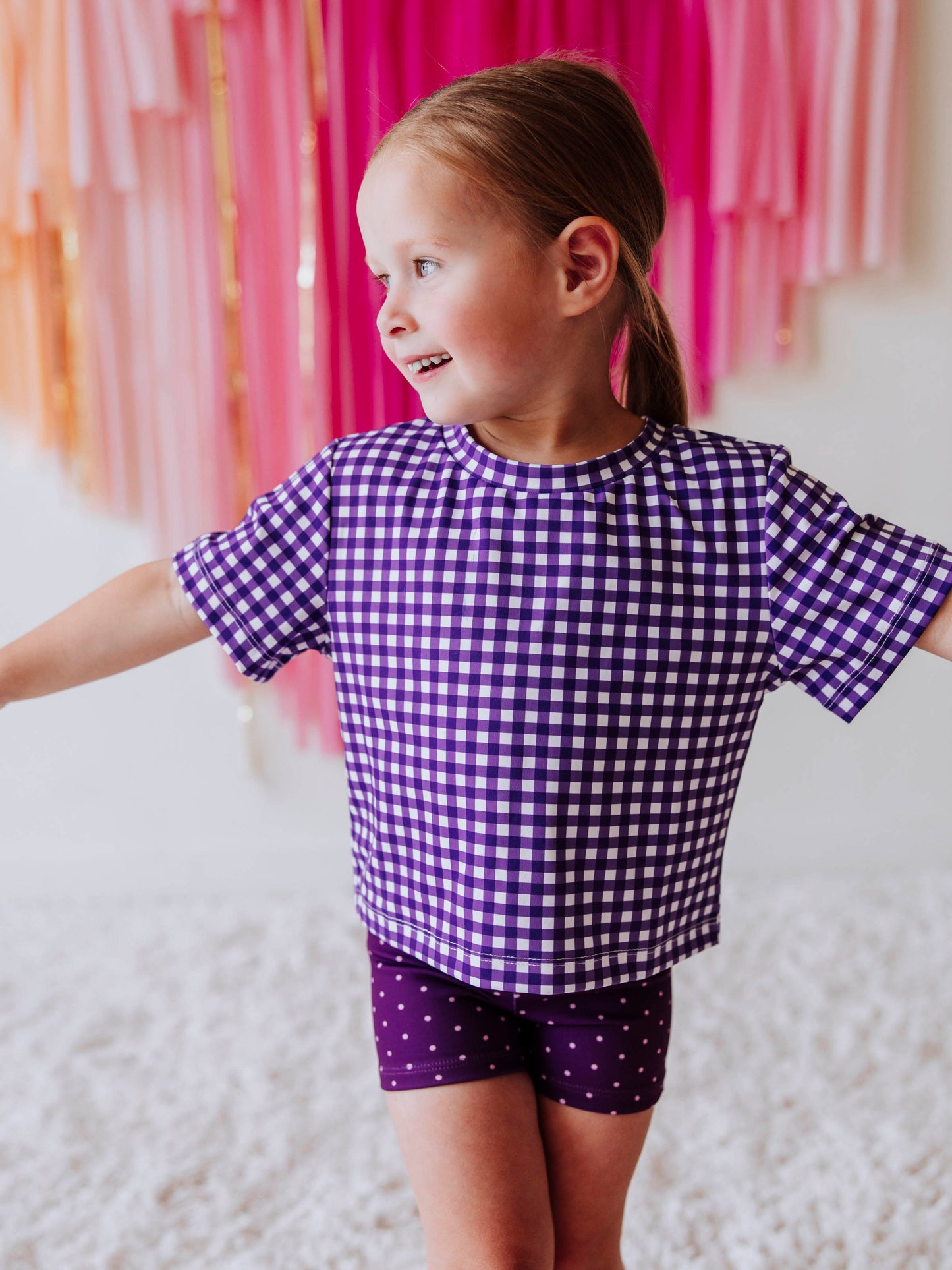 All in Motion Set - Purple Gingham