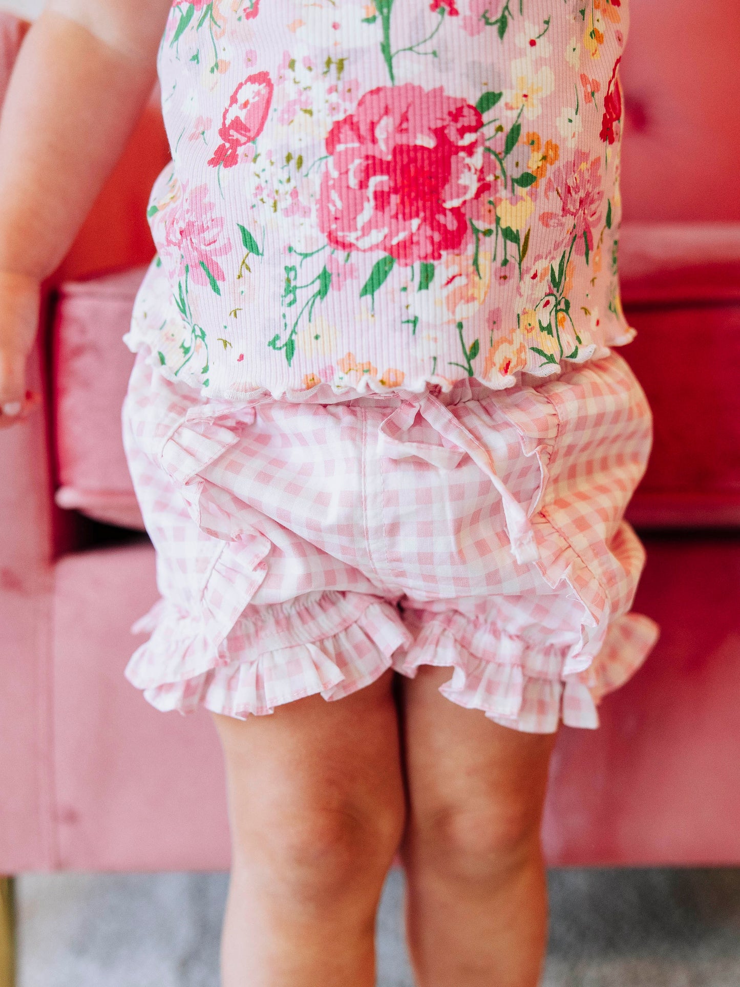 Ruffled Shorts - Pink Gingham