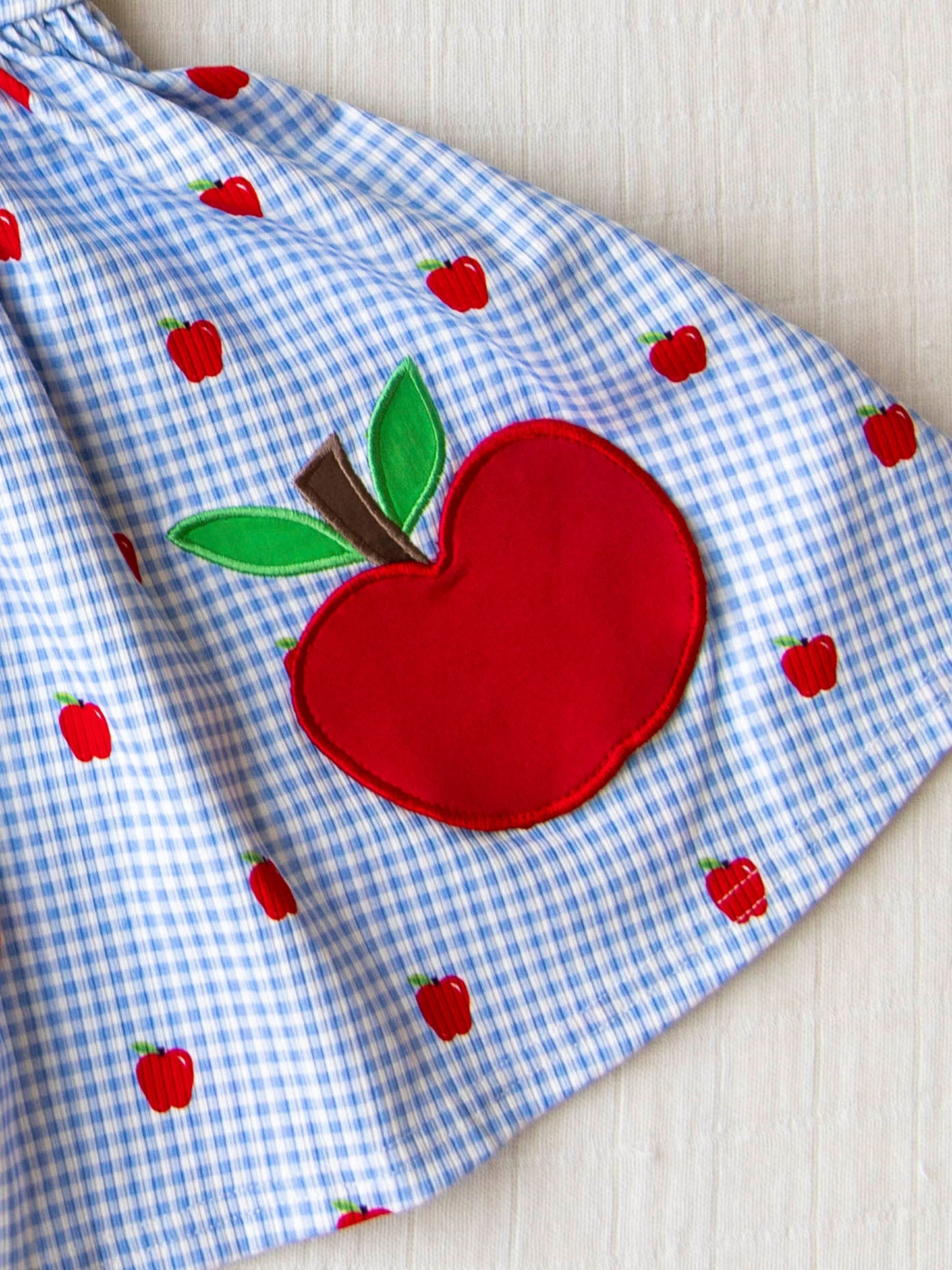 Ribbed Knit Dress - Apple Gingham Blue