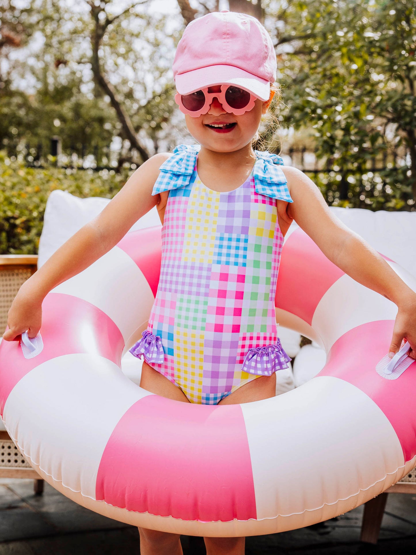 Melanie One Piece - Rainbow Gingham