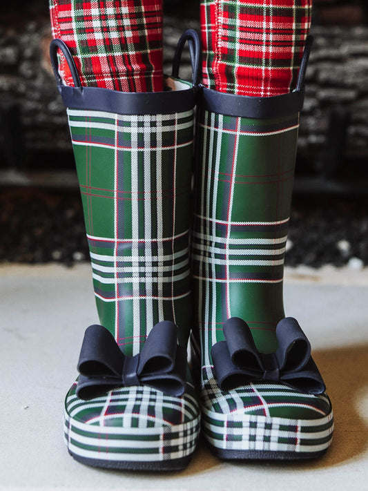 Cheery Rain Boots - Traditional Plaid