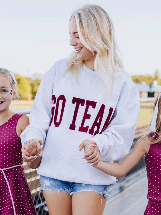 Adult Warm Knit Sweatshirt - Go Team Maroon
