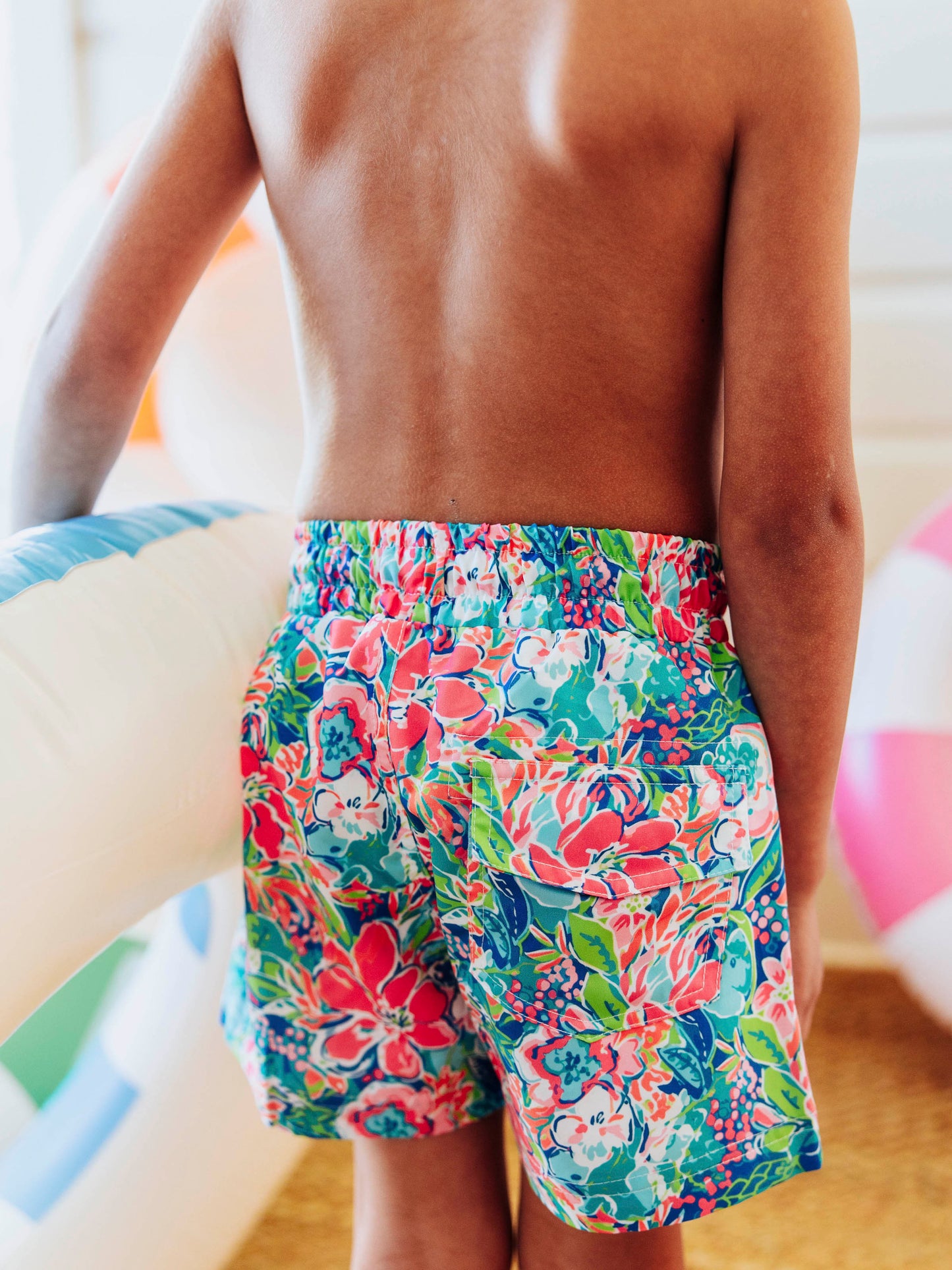 Boy's Swim Trunks - Hawaiian Blooms