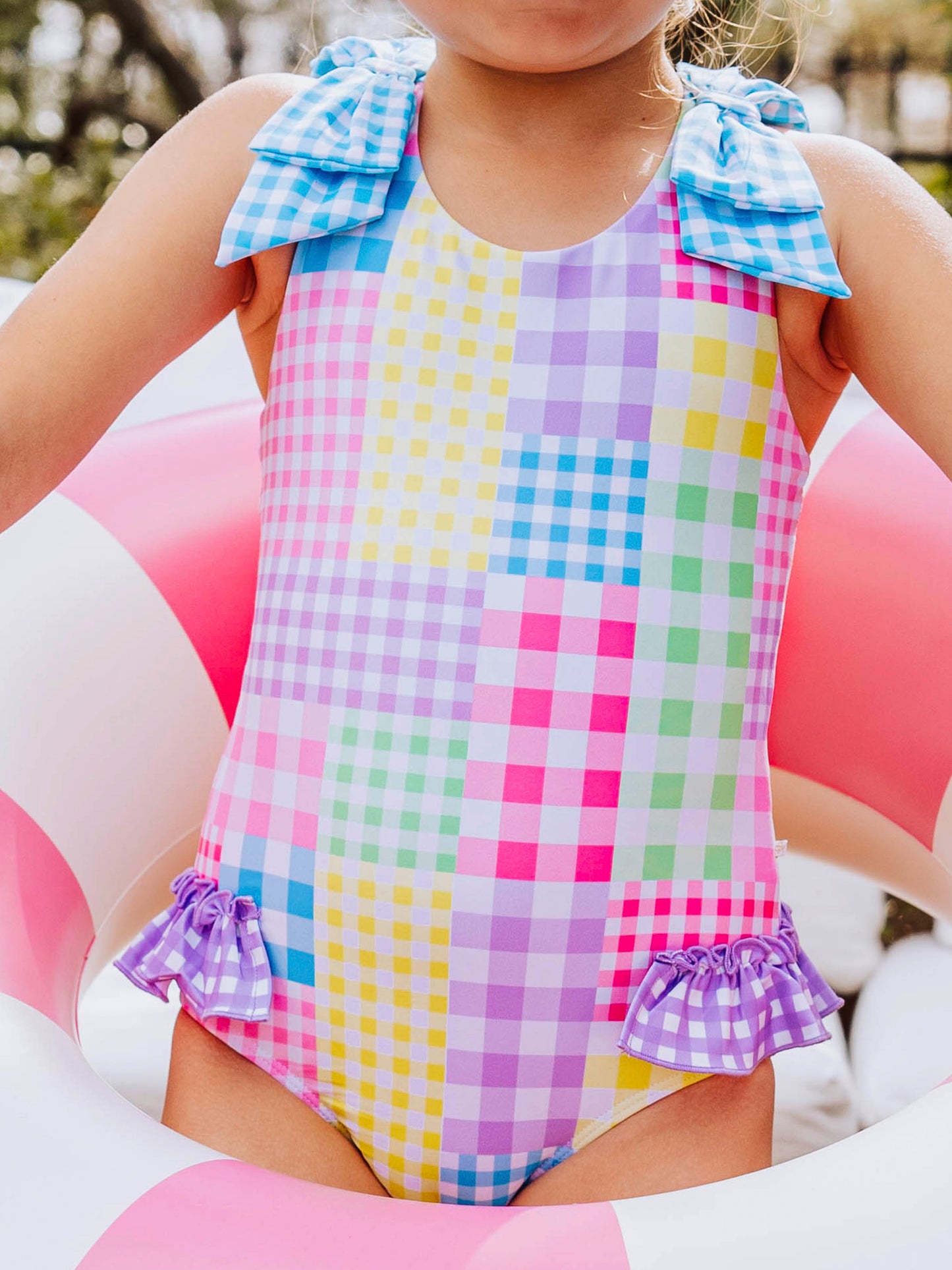 Melanie One Piece - Rainbow Gingham